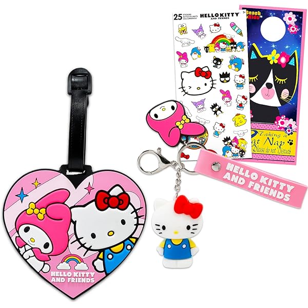 Hello Kitty Keychain and Luggage Tag Set - Bundle of Keychain with